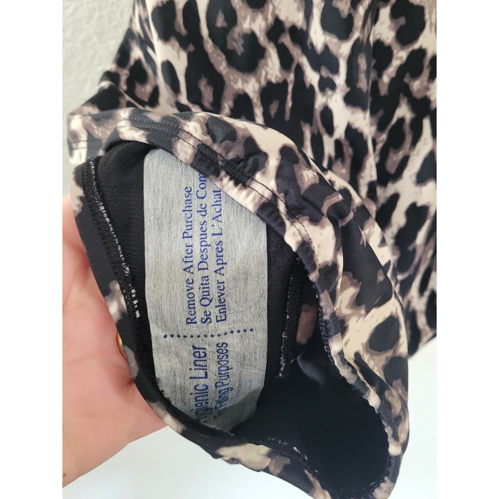Swim Solutions Off Shoulder Leopard Print Ruffle‎ Swimsuit Black Multi 22W #18 - Picture 7 of 7